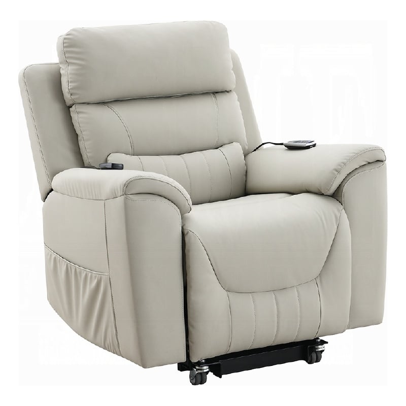 Arshie Power Lift Recliner Chair- Heating n Massage- Gray Faux Leather