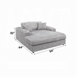 Liny Oversized Chaise- 2 Cupholders- 2 Pillows- Beige Velvet Corduroy