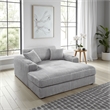 Liny Oversized Chaise- 2 Cupholders- 2 Pillows- Beige Velvet Corduroy