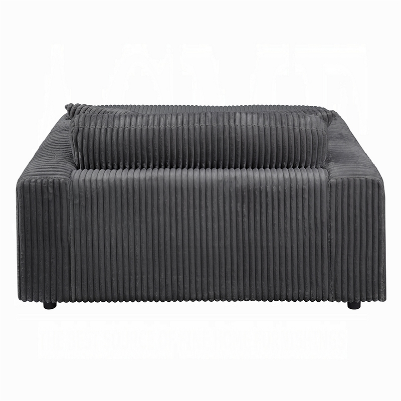 Liny Oversized Chaise- 2 Cupholders- 2 Pillows- Gray Velvet Corduroy