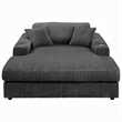 Liny Oversized Chaise- 2 Cupholders- 2 Pillows- Gray Velvet Corduroy