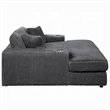 Liny Oversized Chaise- 2 Cupholders- 2 Pillows- Gray Velvet Corduroy