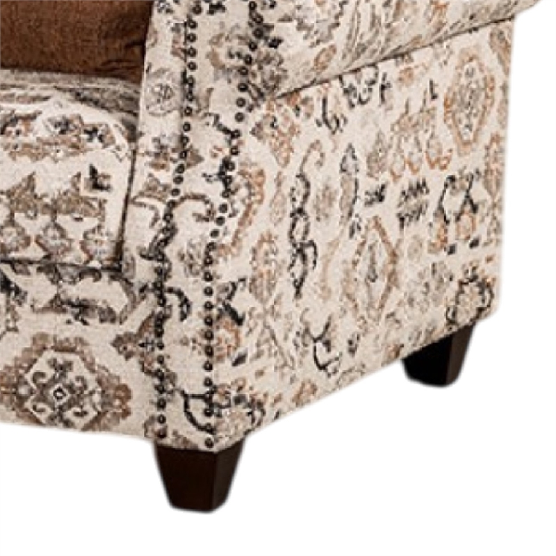 Bonie Accent Club Chair- 1 Brown Throw Pillow- Taupe Polyester Pattern