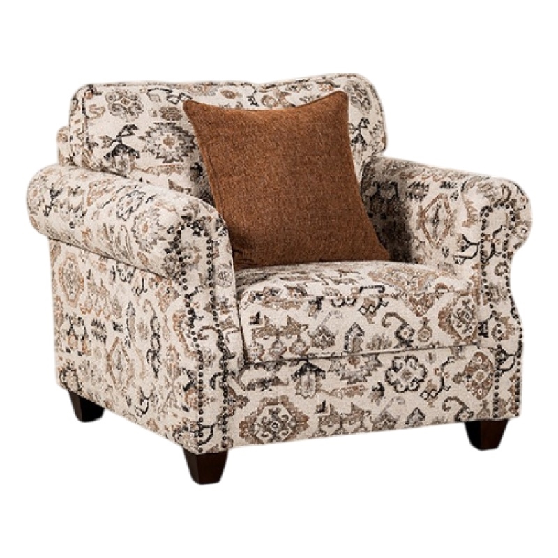 Bonie Accent Club Chair- 1 Brown Throw Pillow- Taupe Polyester Pattern