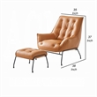 Quiza 2pc Set Accent Chair and Ottoman- Sandstone Top Grain Leather