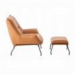 Quiza 2pc Set Accent Chair and Ottoman- Sandstone Top Grain Leather