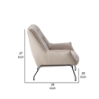 Quiza 2pc Set Accent Chair and Ottoman- Khaki Top Grain Leather- Metal