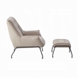 Quiza 2pc Set Accent Chair and Ottoman- Khaki Top Grain Leather- Metal