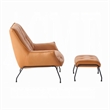 Abela 2pc Set Accent Chair and Ottoman- Sand Brown Top Grain Leather