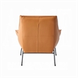Abela 2pc Set Accent Chair and Ottoman- Sand Brown Top Grain Leather