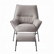 Abela 2pc Set Accent Chair and Ottoman- Light Gray Top Grain Leather