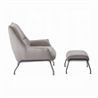 Abela 2pc Set Accent Chair and Ottoman- Light Gray Top Grain Leather