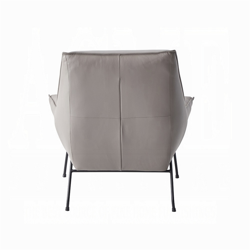Abela 2pc Set Accent Chair and Ottoman- Light Gray Top Grain Leather