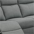Fery 74 Inch Manual Recliner Sofa- 3 Seater- Gray Burlap Upholstery- Wood