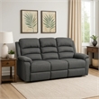 Fery 74 Inch Manual Recliner Sofa- 3 Seater- Gray Burlap Upholstery- Wood