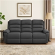 Fery 74 Inch Manual Recliner Sofa- 3 Seater- Gray Burlap Upholstery- Wood