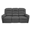 Fery 74 Inch Manual Recliner Sofa- 3 Seater- Gray Burlap Upholstery- Wood