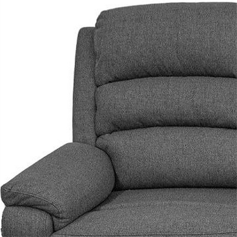 Fery 74 Inch Manual Recliner Sofa- 3 Seater- Gray Burlap Upholstery- Wood