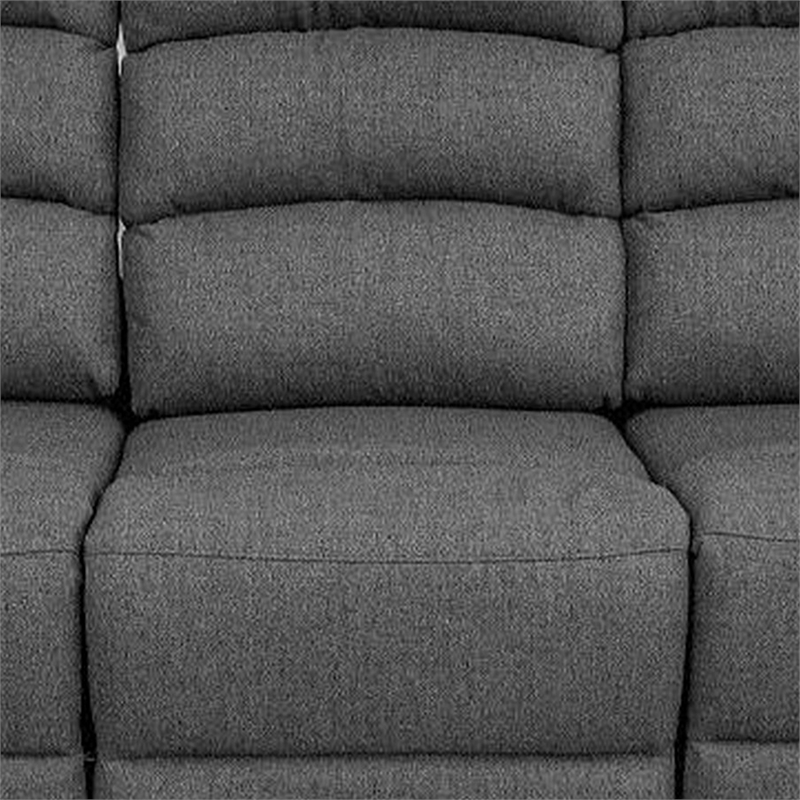 Fery 74 Inch Manual Recliner Sofa- 3 Seater- Gray Burlap Upholstery- Wood