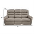 Fery 74 Inch Manual Recliner Sofa- 3 Seater- Brown Burlap Upholstery- Wood