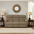 Fery 74 Inch Manual Recliner Sofa- 3 Seater- Brown Burlap Upholstery- Wood