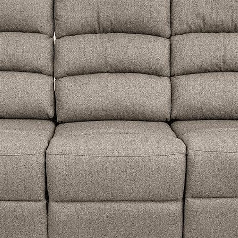 Fery 74 Inch Manual Recliner Sofa- 3 Seater- Brown Burlap Upholstery- Wood