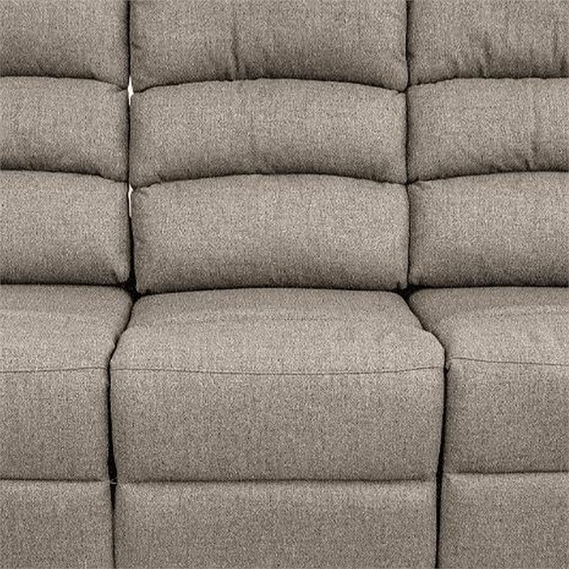 Fery 74 Inch Manual Recliner Sofa- 3 Seater- Brown Burlap Upholstery- Wood
