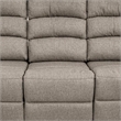 Fery 74 Inch Manual Recliner Sofa- 3 Seater- Brown Burlap Upholstery- Wood