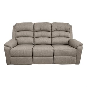 Fery 74 Inch Manual Recliner Sofa- 3 Seater- Brown Burlap Upholstery- Wood