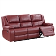 Mila 85 Inch Modern Manual Recliner Sofa- 3 Seater- Red Faux Leather