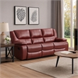 Mila 85 Inch Modern Manual Recliner Sofa- 3 Seater- Red Faux Leather