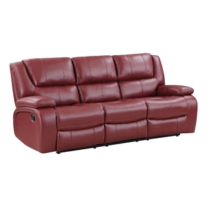 Mila 85 Inch Modern Manual Recliner Sofa- 3 Seater- Red Faux Leather
