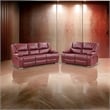 Mila 2pc Manual Recliner Sofa and Loveseat Set- Red Faux Leather- Wood