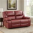 Mila 62 Inch Modern Manual Recliner Loveseat- 3 Seater- Red Faux Leather