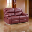 Mila 62 Inch Modern Manual Recliner Loveseat- 3 Seater- Red Faux Leather