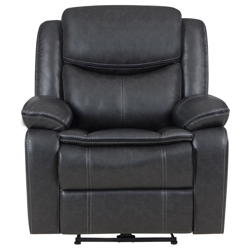 Susan Power Recliner- Dark Gray Faux Leather- USB Port- Pillow Top Arms