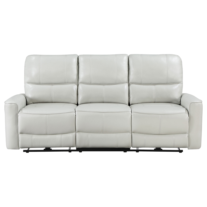 Lima Power Recliner Sofa- Ivory Faux Leather- USB Port- Cushions- 83 Inch