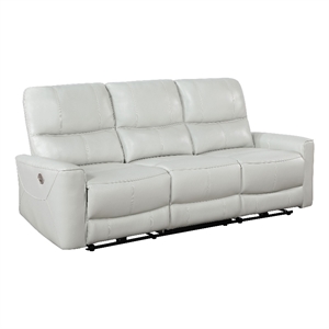 Lima Power Recliner Sofa- Ivory Faux Leather- USB Port- Cushions- 83 Inch
