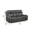 Josen Manual Recliner Sofa- Gray Faux Leather- Foam Cushions- 81 Inch