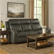 Josen Manual Recliner Sofa- Gray Faux Leather- Foam Cushions- 81 Inch