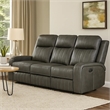 Josen Manual Recliner Sofa- Gray Faux Leather- Foam Cushions- 81 Inch