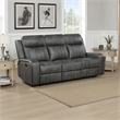 Josen Manual Recliner Sofa- Gray Faux Leather- Foam Cushions- 81 Inch