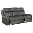 Josen Manual Recliner Sofa- Gray Faux Leather- Foam Cushions- 81 Inch