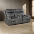 Josen Manual Recliner Loveseat- Gray Faux Leather- Foam Cushions- 71 Inch
