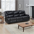 Mila Manual Recliner Sofa- Black Faux Leather- Pillow Top Arms- 86 Inch