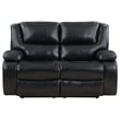 Mila Manual Recliner Loveseat- Black Faux Leather- Pillow Top Arms- 62 Inch