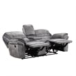 Remma Manual Recliner Loveseat- Gray Faux Leather- Console with Cupholders