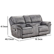 Remma Manual Recliner Loveseat- Gray Faux Leather- Console with Cupholders