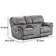 Remma Manual Recliner Loveseat- Gray Faux Leather- Console with Cupholders