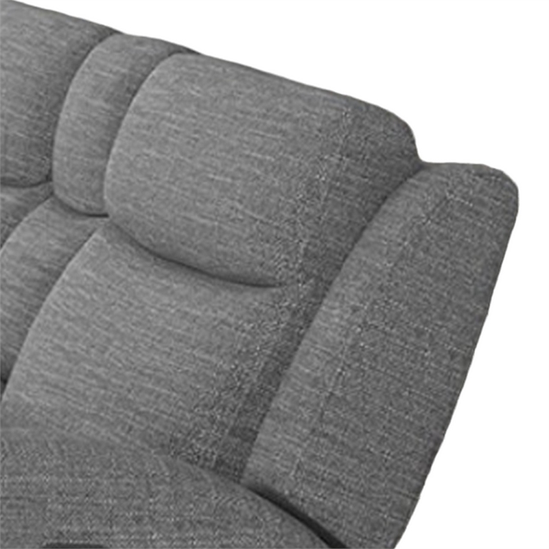 Cory Manual Recliner Loveseat- 78 Inch- Center Console- Gray Polyester
